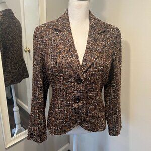 Coldwater Creek Brown Ribbon Weave Metallic Jacket, Size 12P